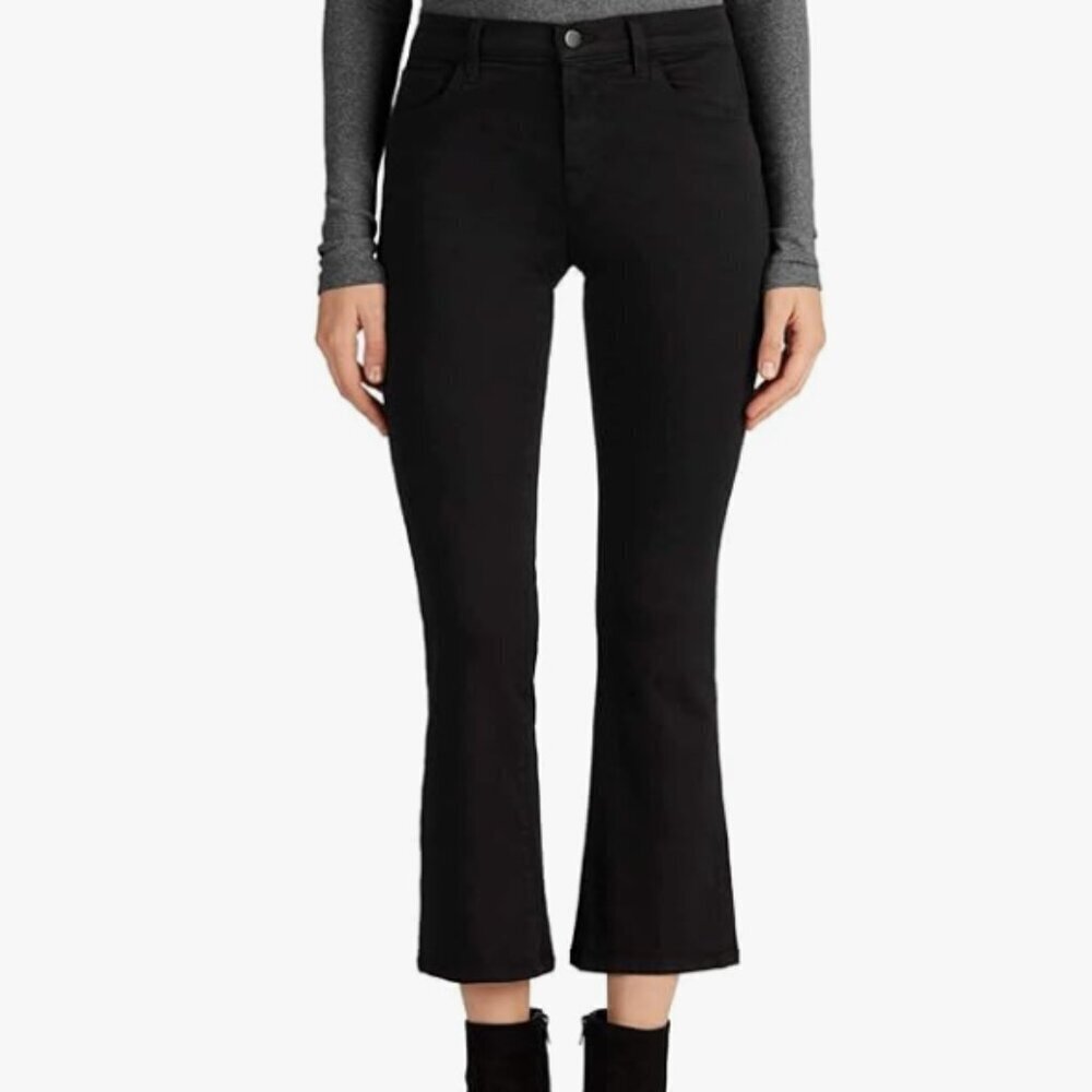 Nwt J Brand Selena Bootcut Mid Rise Skinny Crop Black Corduroy